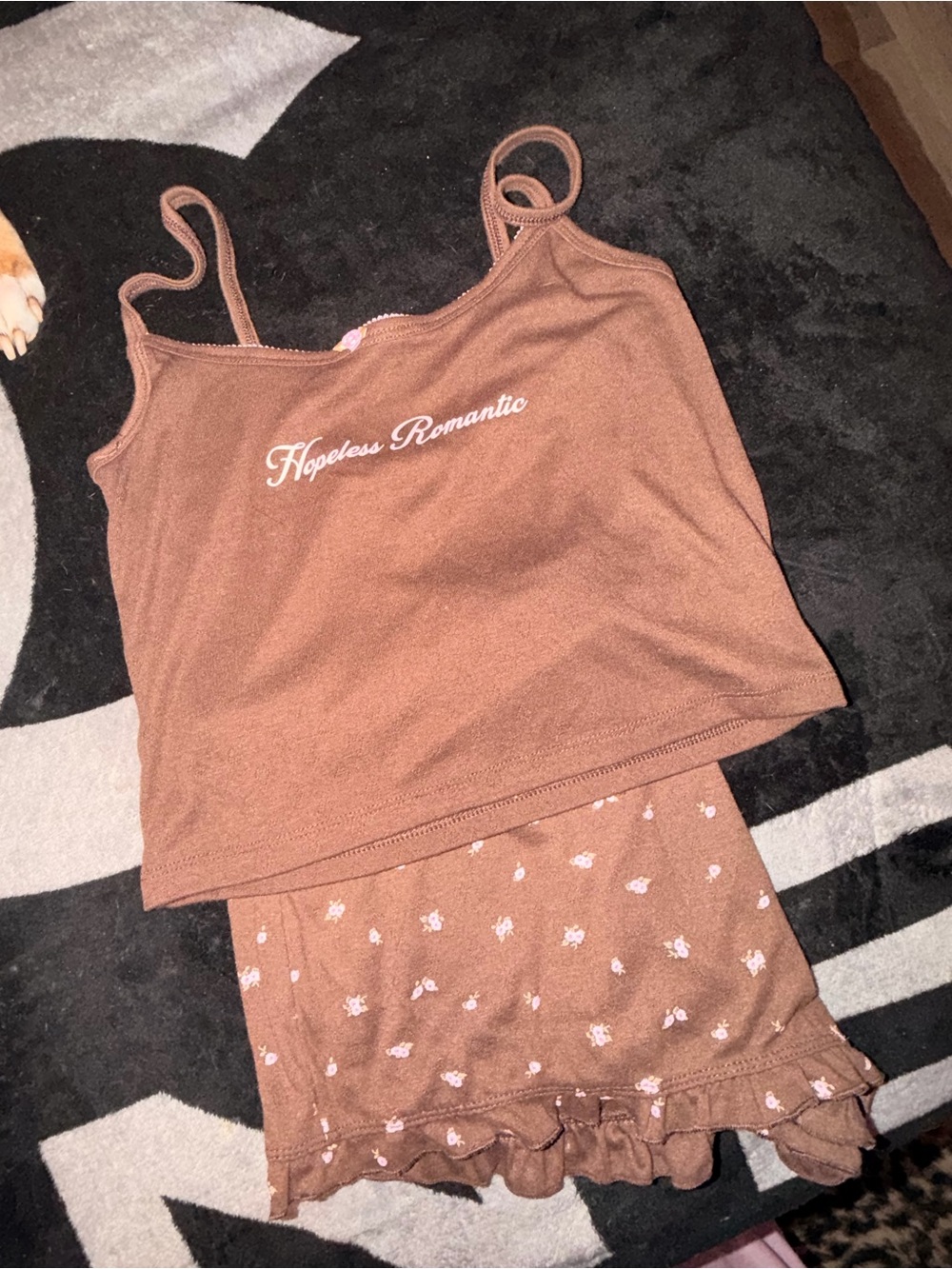 Aeropostale Brown 'Hopeless Romantic' Cami & Floral Shorts Sleep Set